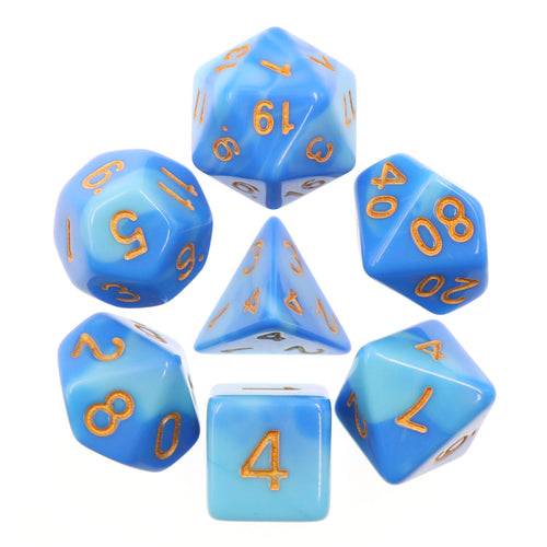 Polyhedral 7pc Dice Set - Sky Blue + Blue