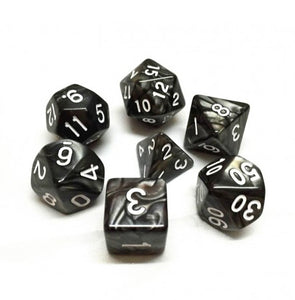 Polyhedral 7pc Dice Set - Black Pearl